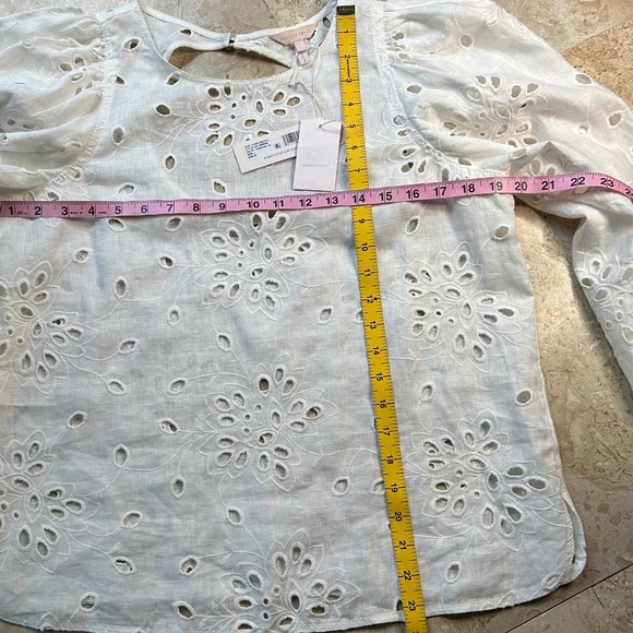 Rebecca Taylor Sarah Embroidered White Blouse, Size L, NWT - Picture 14 of 16